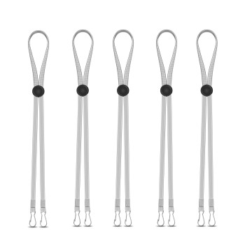 Adjustable Hat Chin Strap with Metal Locking Buckle – Windproof Cord, 5 Pack Silver Gray