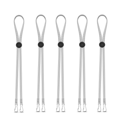 Adjustable hat chin strap with metal locking buckle in silver gray - 5 pack