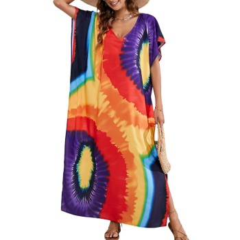Plus Size Boho Kaftan Dress - Floral Swimsuit Cover Up & Loungewear