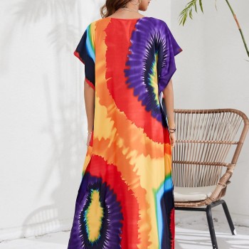 Plus Size Boho Kaftan Dress - Floral Swimsuit Cover Up & Loungewear
