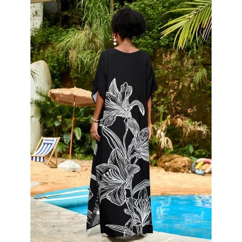 Plus Size Floral Kaftan Dress Coverup – Bohemian Beach & Resort Wear