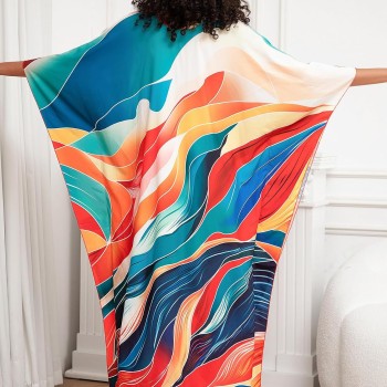 Women's Bohemian Floral Caftan Dress Plus Size Beach Coverup Kimono