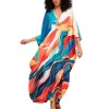 Women's Bohemian Floral Caftan Dress Plus Size Beach Coverup Kimono