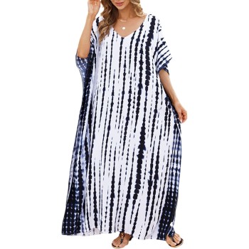 Plus Size Boho Kaftan Dress: Swimsuit Cover Up & Loungewear