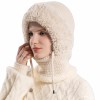 Women's Winter Knitted Balaclava - Fleece Lined One-Piece Hood & Neck Warmer, Beige
