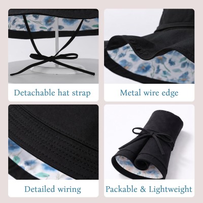 Women's reversible UPF 50+ sun hat with wide brim and wired edge