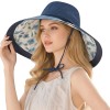 Women's Reversible Wide Brim Sun Hat UPF 50+ Wire Edge Navy