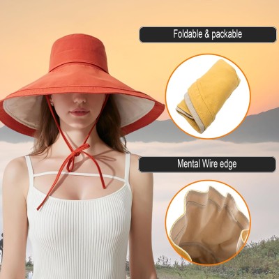 Women's Reversible Wide Brim Sun Hat UPF50+ in Bohemian Style