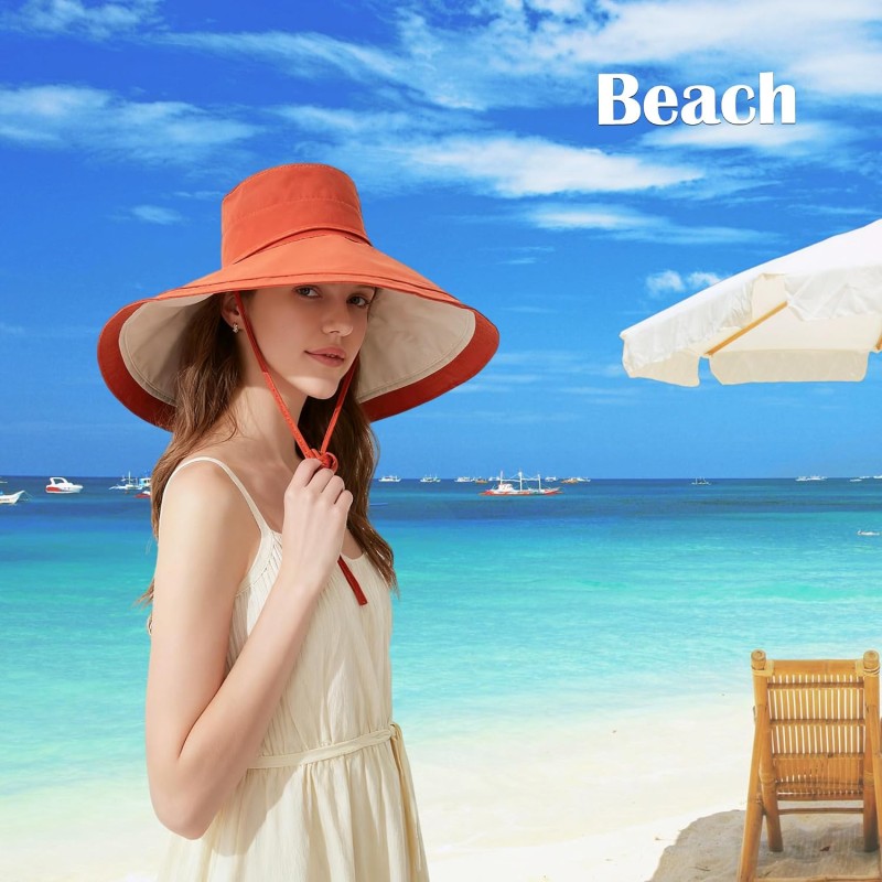 Women's Reversible Wide Brim Sun Hat UPF50+ in Bohemian Style