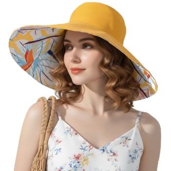 Women's Reversible Wide Brim Sun Hat - UPF50+ for Beach, Hiking, Travel