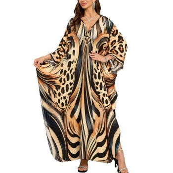 Bohemian Maxi Kaftan Dress – Plus Size Swim Cover Up & Loungewear
