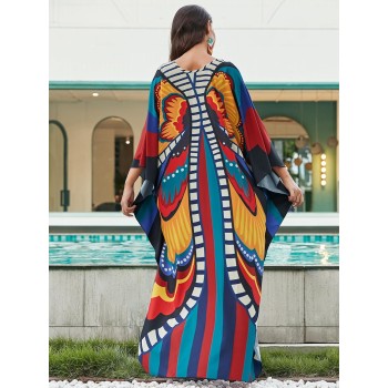 Bohemian Floral Caftan Dress – Beach Coverup & Summer Loungewear