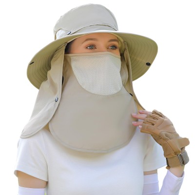 Adjustable Sun Hat with Face and Neck Coverage - Breathable Outdoor Hat Adjustable unisex sun hat with face and neck coverage
