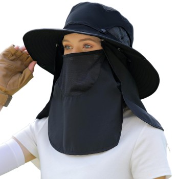 Unisex Adjustable Sun Hat with Neck Flap & Face Shield - Lightweight Breathable for Outdoor Work Hiking