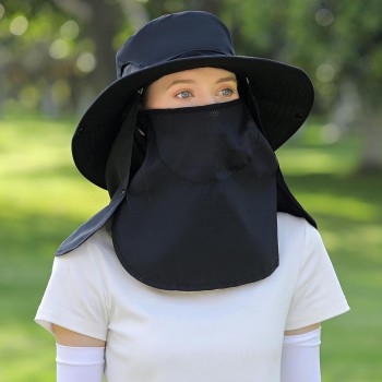 Unisex Adjustable Sun Hat with Neck Flap & Face Shield - Lightweight Breathable for Outdoor Work Hiking