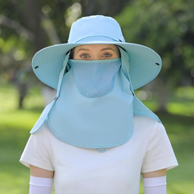 Adjustable Sun Hat with Neck Flap and Face Mask Adjustable sun hat with neck flap and face mask for UV protection