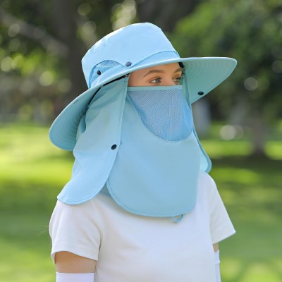 Adjustable Sun Hat with Neck Flap and Face Mask Adjustable sun hat with neck flap and face mask for UV protection