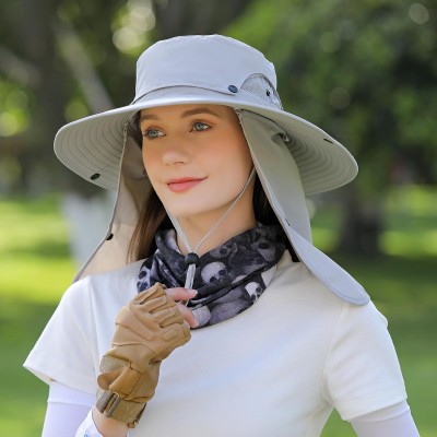 Lightweight Sun Hat with Face Shield - Unisex Outdoor Hat Adjustable lightweight sun hat with face shield and neck flap for unisex outdoor sun protection