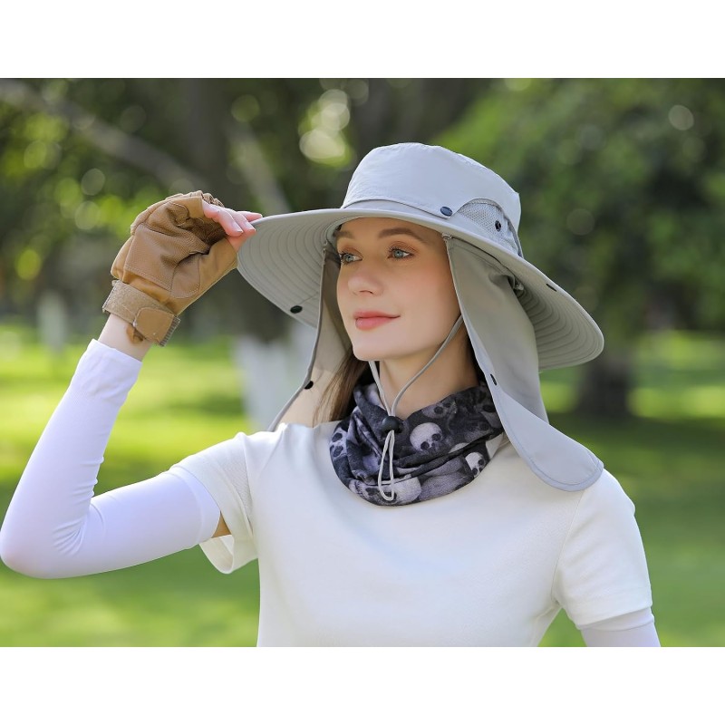 Lightweight Sun Hat with Face Shield - Unisex Outdoor Hat Adjustable lightweight sun hat with face shield and neck flap for unisex outdoor sun protection