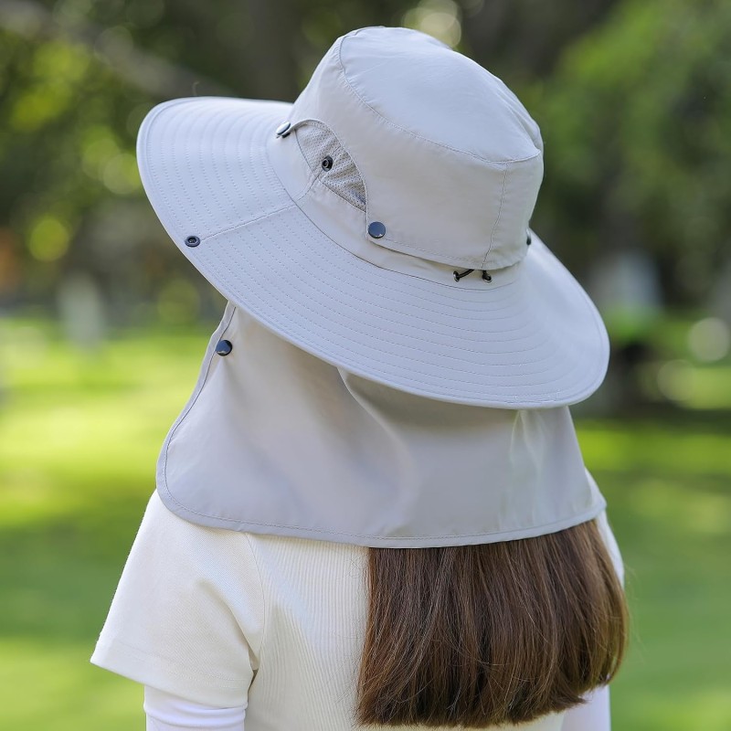 Lightweight Sun Hat with Face Shield - Unisex Outdoor Hat Adjustable lightweight sun hat with face shield and neck flap for unisex outdoor sun protection