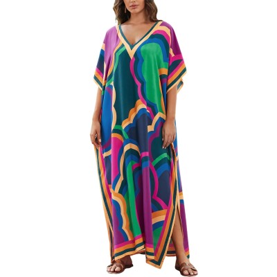 Plus size boho kaftan dress beach cover up loungewear