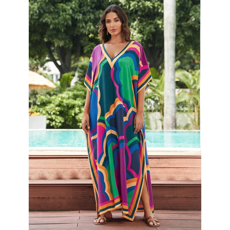 Plus size boho kaftan dress beach cover up loungewear
