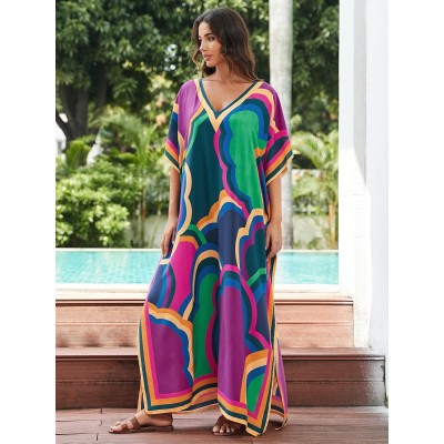Plus size boho kaftan dress beach cover up loungewear