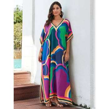 Plus Size Boho Kaftan Dress - Beach Swimsuit Cover Up & Loungewear
