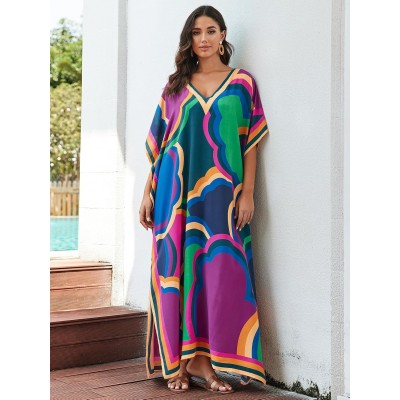 Plus size boho kaftan dress beach cover up loungewear