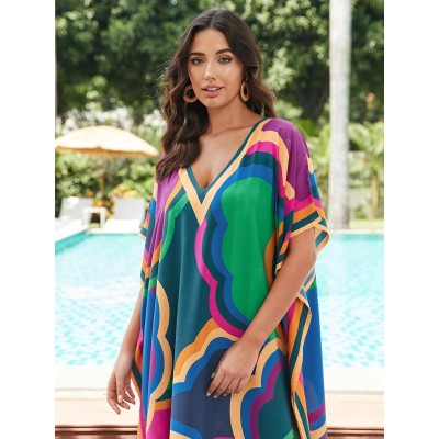 Plus size boho kaftan dress beach cover up loungewear
