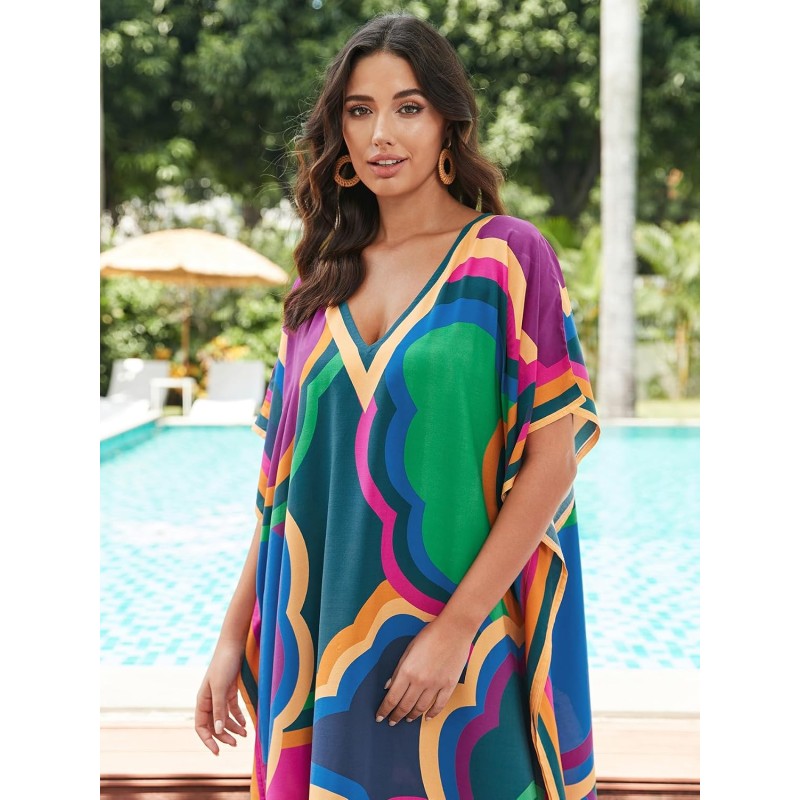 Plus size boho kaftan dress beach cover up loungewear