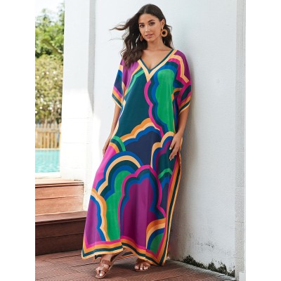 Plus size boho kaftan dress beach cover up loungewear