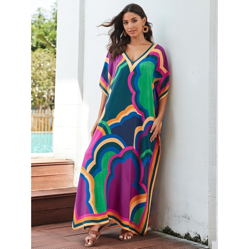 Plus size boho kaftan dress beach cover up loungewear