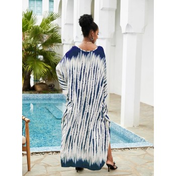 Plus Size Boho Floral Caftan Dress - Loose Fit Beach Swim Coverup for Women