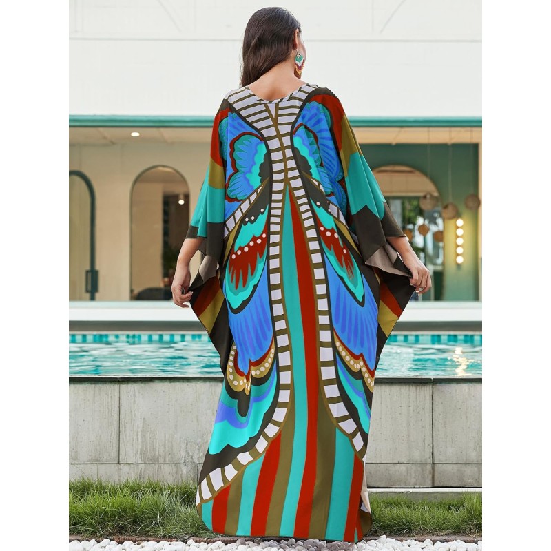 Bohemian butterfly caftan dress for plus size women beach coverup