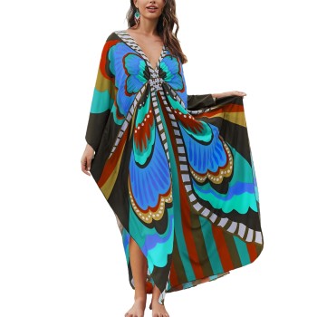 Bohemian Butterfly Caftan Dress - Plus Size Beach Coverup for Women