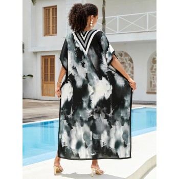 Black Veil of Night Plus Size Kaftan Dress - Bohemian Swim Cover Up