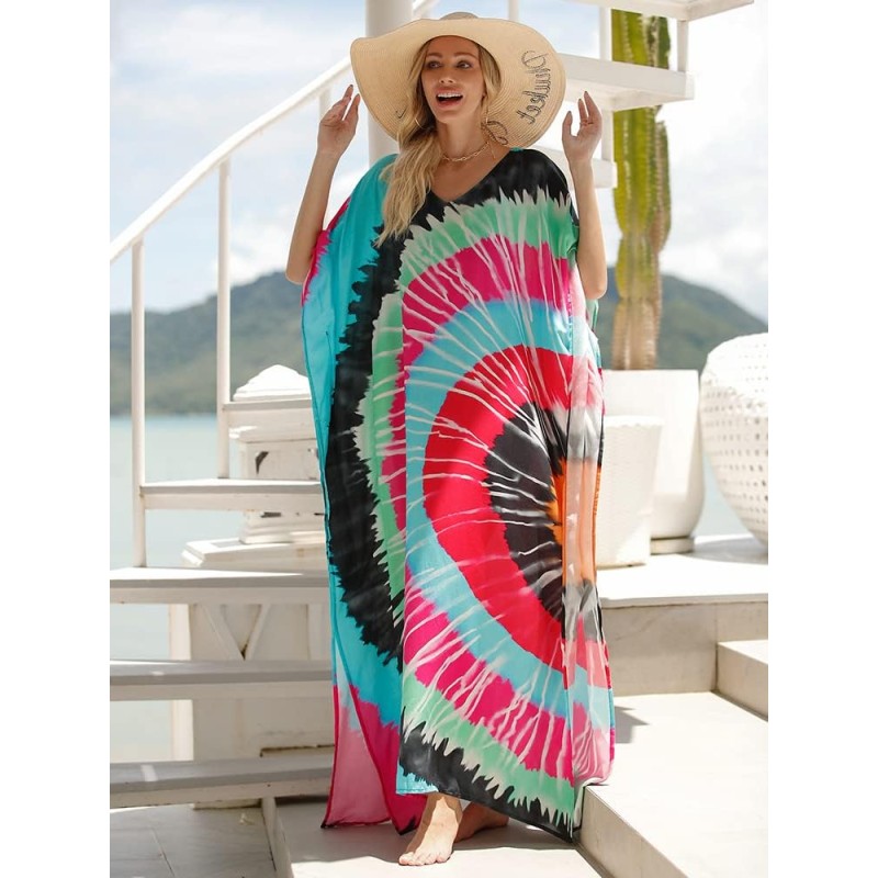 Plus size floral kaftan dress bohemian beach cover up one size