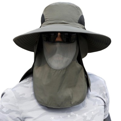 Adjustable UV Sun Hat with Neck Flap & Face Cover - Unisex Breathable Outdoor Cap Adjustable UV sun hat with neck flap and face cover