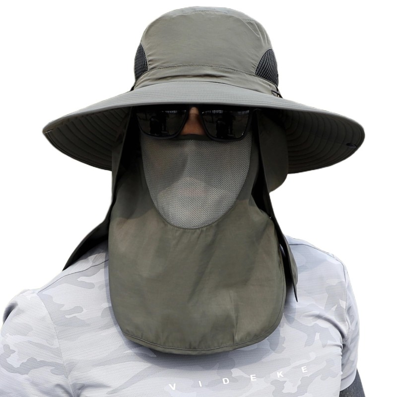 Adjustable UV Sun Hat with Neck Flap & Face Cover - Unisex Breathable Outdoor Cap Adjustable UV sun hat with neck flap and face cover