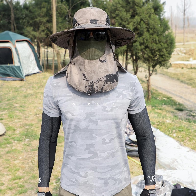 Adjustable unisex sun hat with neck flap and 360 degree UV protection
