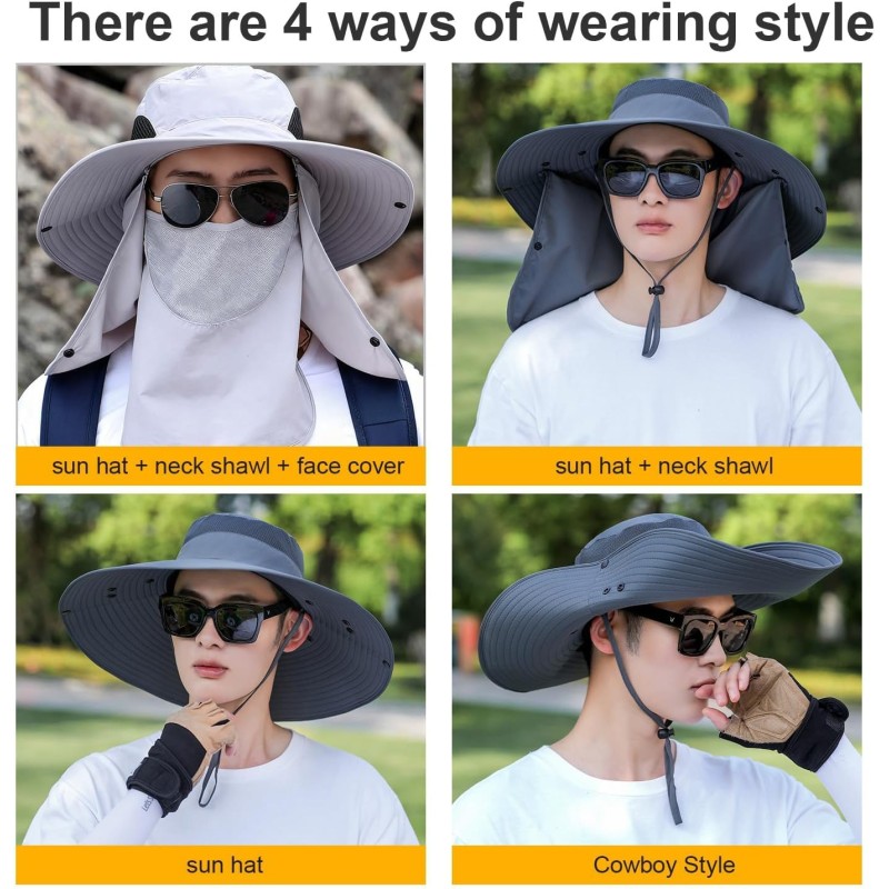 360° UV Sun Hat with Neck Flap - Adjustable Lightweight Unisex for Hiking Fishing Adjustable lightweight unisex 360° UV sun hat with neck flap for hiking and fishing