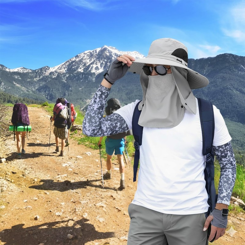 360° UV Sun Hat with Neck Flap - Adjustable Lightweight Unisex for Hiking Fishing Adjustable lightweight unisex 360° UV sun hat with neck flap for hiking and fishing