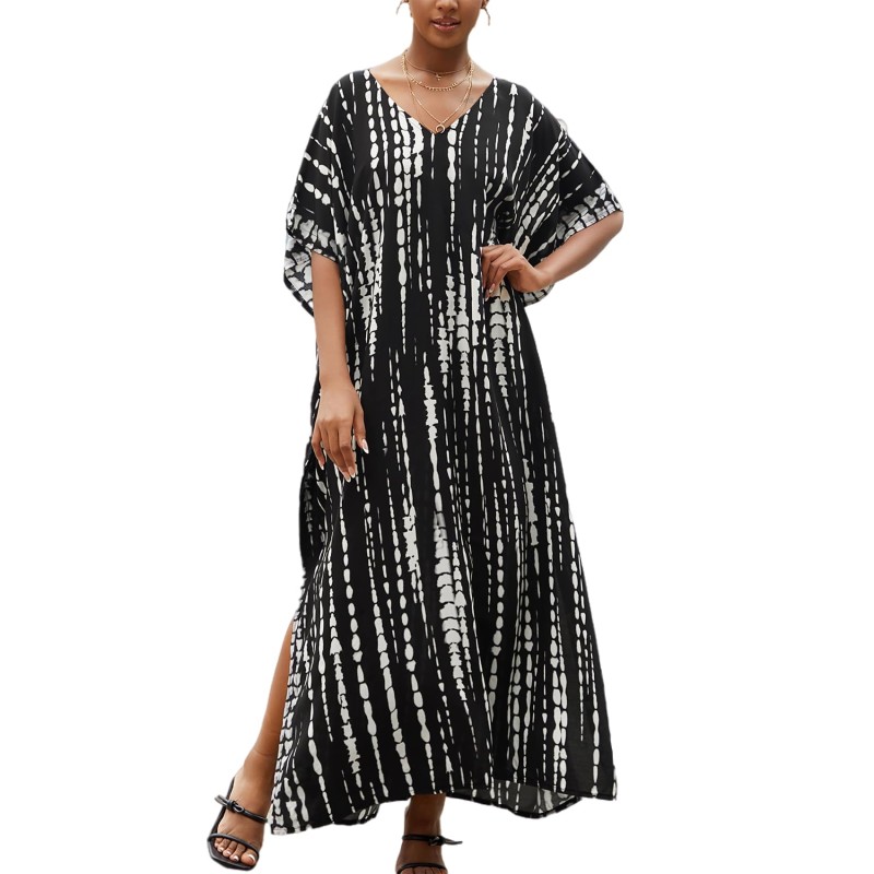 Women's Plus Size Bohemian Floral Kaftan Maxi Cover Up Women's Plus Size Bohemian Floral Kaftan Maxi Cover Up with Batwing Sleeves