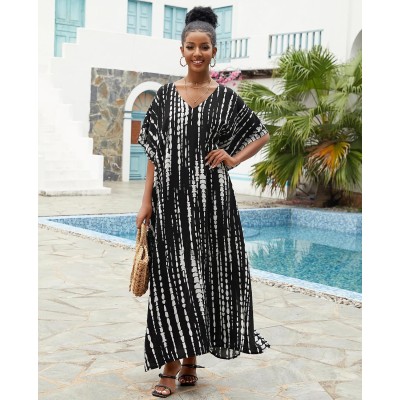 Women's Plus Size Bohemian Floral Kaftan Maxi Cover Up Women's Plus Size Bohemian Floral Kaftan Maxi Cover Up with Batwing Sleeves