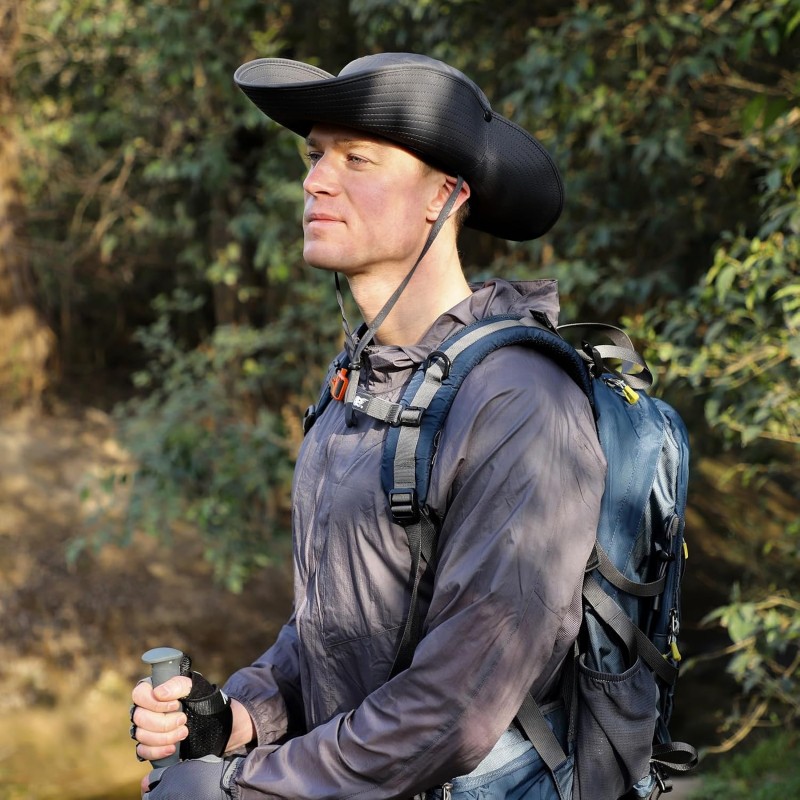 UPF50+ Wide Brim Sun Hat for Outdoor Activities UPF50+ wide brim sun hat for men and women, ideal for fishing, safari, hiking