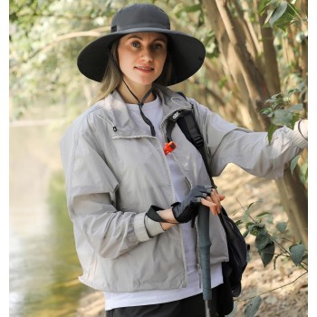 UPF50+ Wide Brim Sun Hat for Men Women, Ventilated Packable Bucket Hat for Fishing Safari Hiking