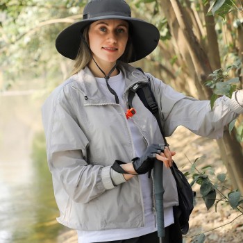 UPF50+ Wide Brim Sun Hat for Men Women, Ventilated Packable Bucket Hat for Fishing Safari Hiking