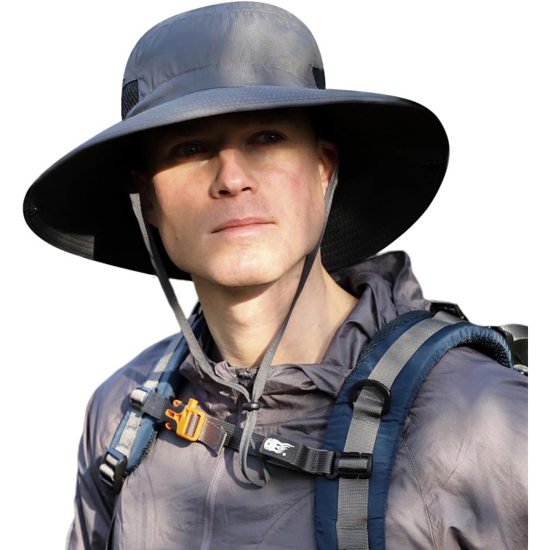 UPF50+ Wide Brim Sun Hat for Outdoor Activities UPF50+ wide brim sun hat for men and women, ideal for fishing, safari, hiking