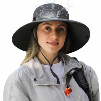 UPF50+ Wide Brim Sun Hat for Men Women, Ventilated Packable Bucket Hat for Fishing Safari Hiking